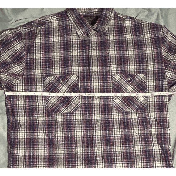 Pendleton Men’s Santiam Short Sleeve Button Down Men’s Blue & Red Plaid Shirt L - Picture 6 of 7